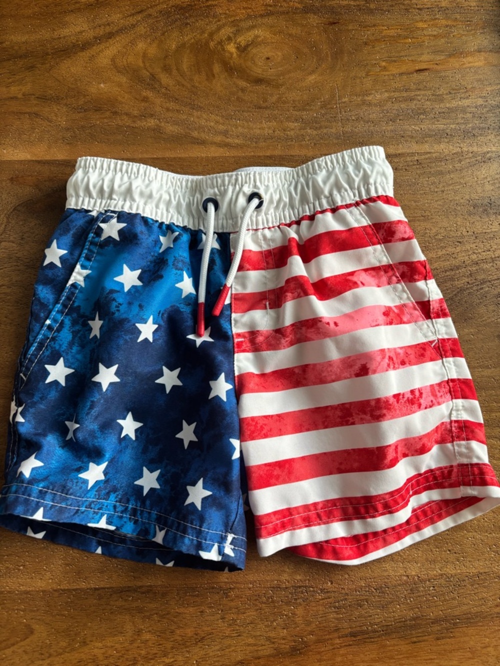 Toddler boy patriotic swim trunks